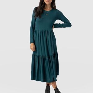 Saint & Sofia forest green Long Sleeve Dress